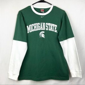 Vintage Y2K Nike Teams Michigan State Waffle Knit Long Sleeve NCAA Sports Shirt